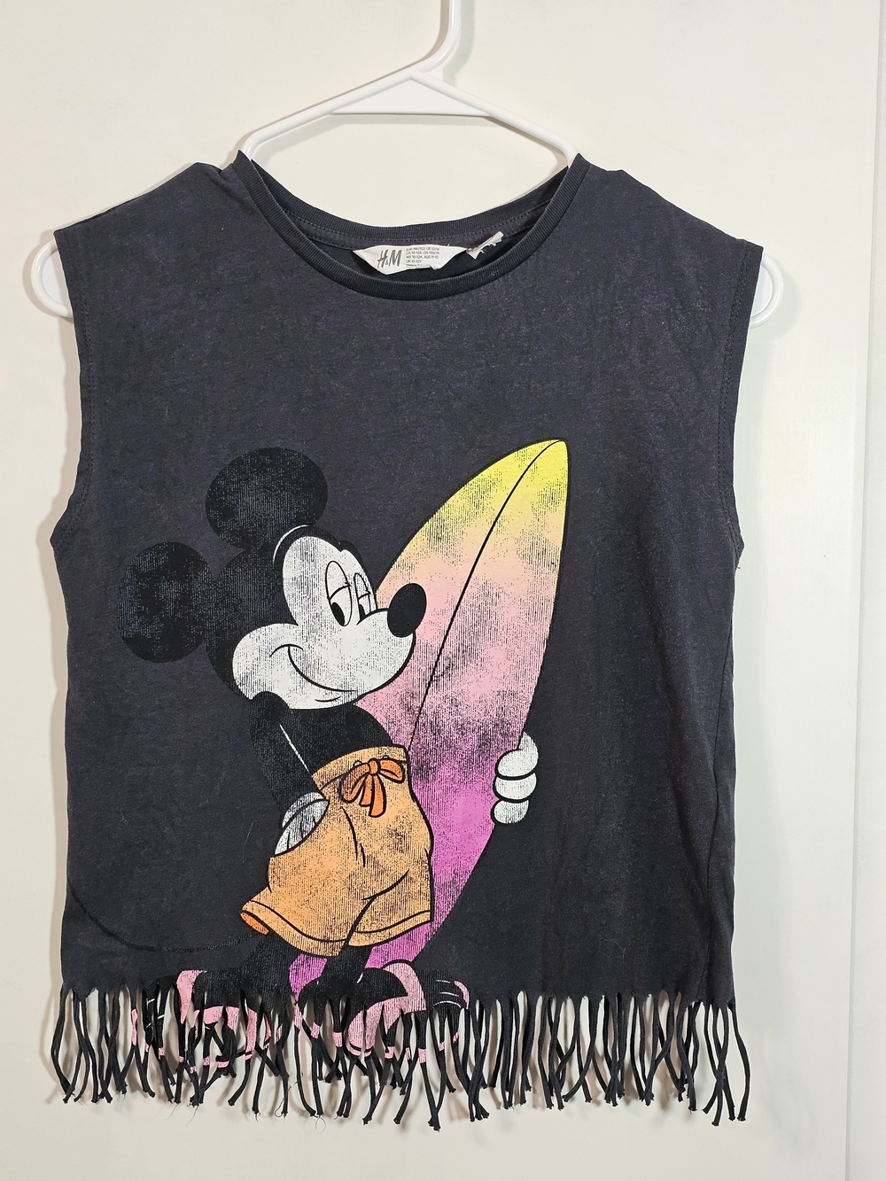 H&M Disney Mickey Mouse Surf Fringe Tank Top Girls 12/14